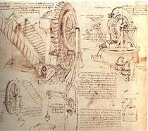 Drawings of Water Lifting Devices - Leonardo da Vinci