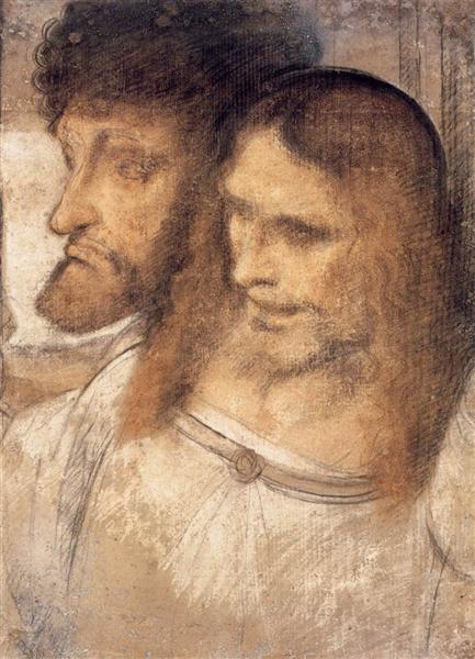 Heads of Sts Thomas and James the Greater, 1494 - 1495 - Leonardo da Vinci