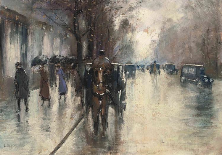 Unter den Linden im Regen, 1920 - Lesser Ury