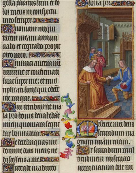 David Entrusts a Letter to Uriah - Limbourg brothers