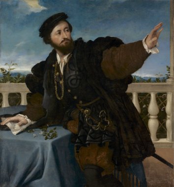 A Nobleman on a Balcony, 1525 - 羅倫佐·洛托