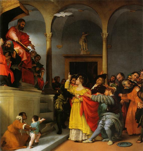 Altar of St. Lucia: St. Lucia in front of the judges, 1532 - Lorenzo Lotto