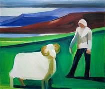 Girl with Sheep - Louisa Matthiasdottir