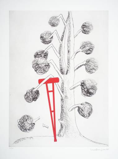Tree with Red Crutch, 1998 - Louise Bourgeois