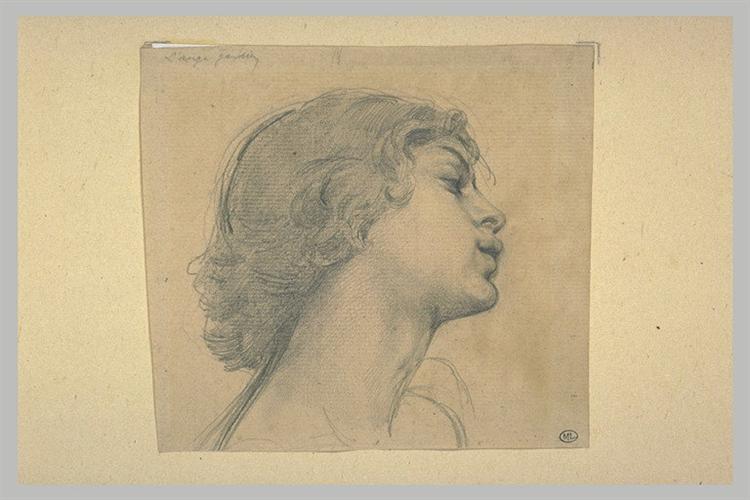 Young man head, in profile to the right - Luc-Olivier Merson