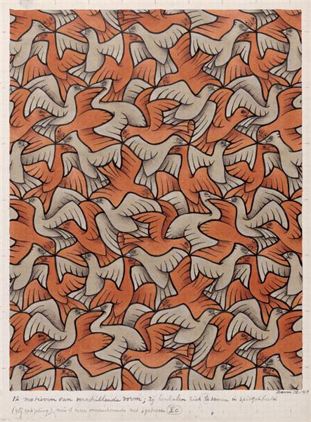 Twelve Birds, 1948 - M.C. Escher - WikiArt.org