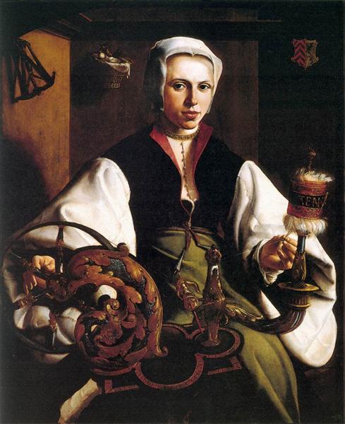 Portrait of a Lady Spinning, c.1531 - Мартен ван Хемскерк