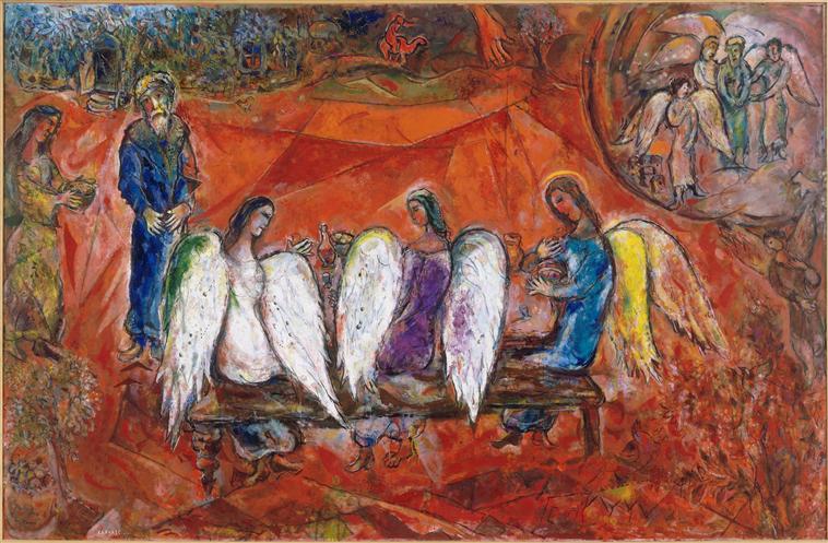 Marc Chagall: Abraham and Sarah, 1956, The Bible, Original 