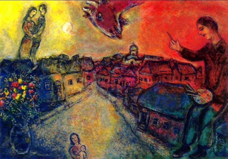 Artist over Vitebsk, c.1977 - Marc Chagall