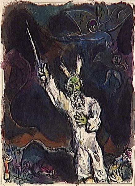 Moses spreads the darkness over Egypt, c.1966 - Marc Chagall