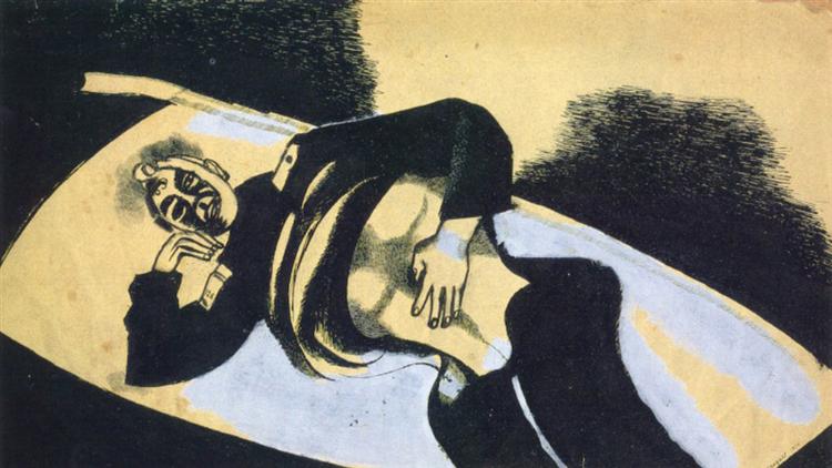 На носилках (Раненый солдат), 1914 - Марк Шагал