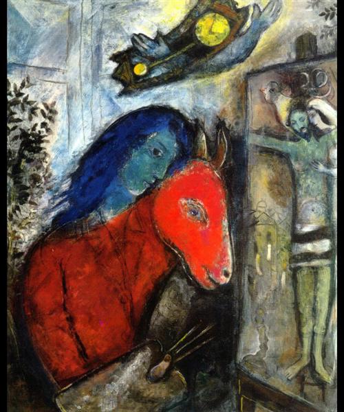 Self Portrait with a Clock In front of Crucifixion, 1947 - Marc Chagall