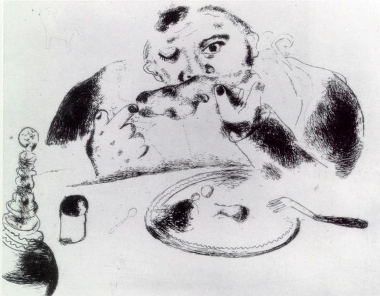 Собакевич за столом, c.1923 - Марк Шагал