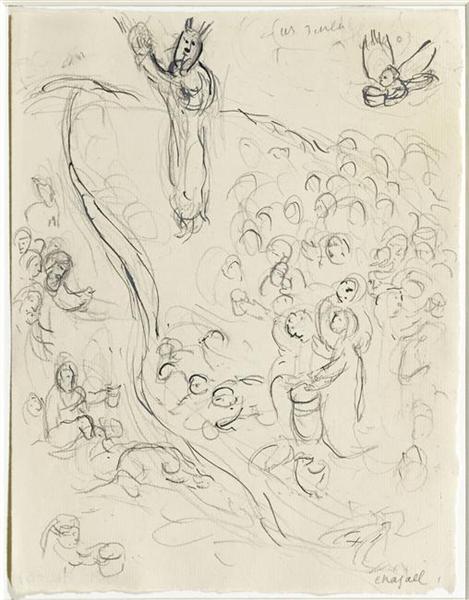 Высечение воды из камня, c.1963 - Марк Шагал