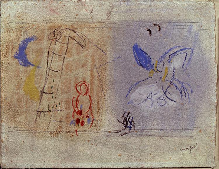 Study to "The Jacob's Dream", c.1963 - Марк Шагал