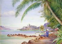 View of Round Island and a Part of St Anne's from Quarantine Island - Marianne North