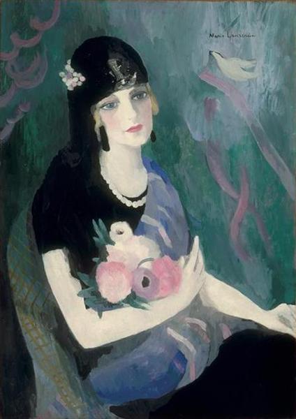 Portrait of Baroness Gourgaud in Black Mantilla, 1924 - Мари Лорансен