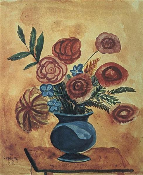 Bouquet in blue vase, 1916 - Мартірос Сар'ян