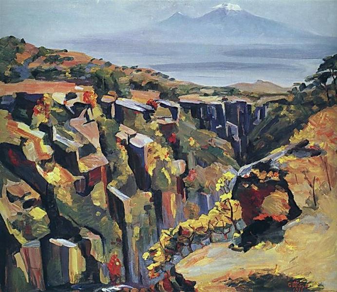 Cliff in the slope of Aragats, 1958 - Martiros Sarjan