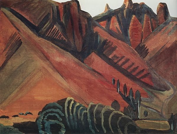 Landscape with mountains. Surb Khach rocks. Gohtan., 1914 - Martiros Sarian