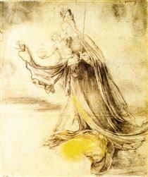 Mary with the Sun below her Feet - Матіас Грюневальд