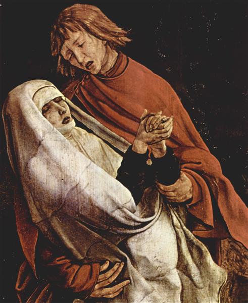Virgin and Mary Magdalen at the foot of the Cross (detail from the Isenheim Altarpiece), c.1510 - c.1515 - Matthias Grünewald