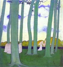 Landscape with Green Trees or Beech Trees in Kerduel - Maurice Denis