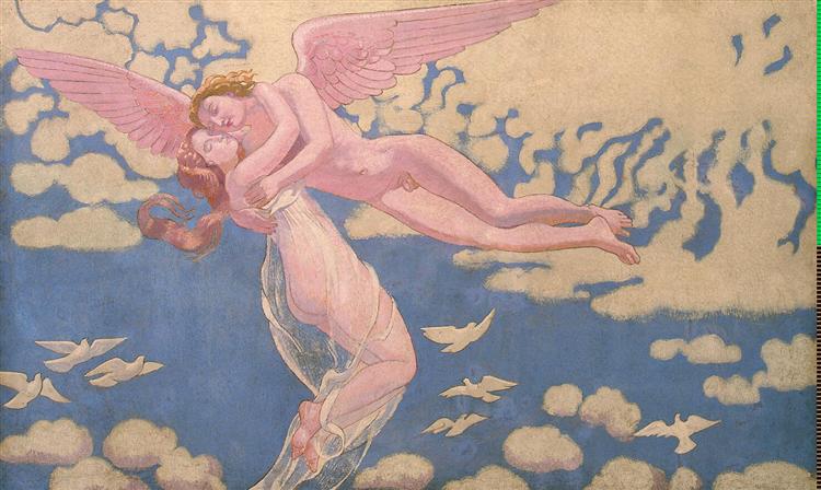 The Story of Psyche: panel 7. Cupid Carrying Psyche Up to Heaven, 1908 - Моріс Дені