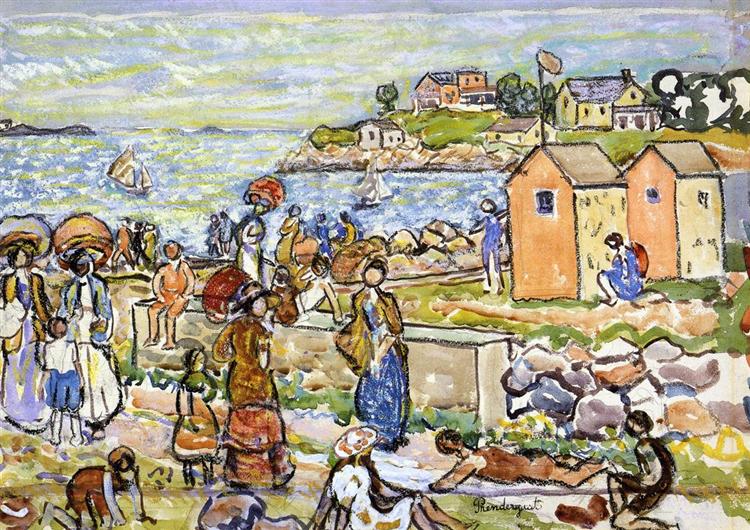 Bathers and Strollers, c.1919 - Морис Прендергаст