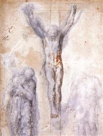 Study of "Christ on the Cross between the Virgin and St. John the Evangelist" - Микеланджело