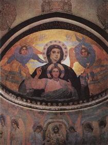 A fresco by M. Nesterov from Akhali Zarzma monastery, Abastumani, Georgia - Михайло Нестеров