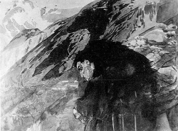 Demon looking to the valley, c.1891 - Mikhail Vrubel