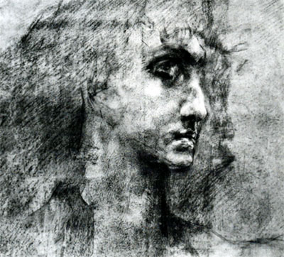 Head of angel, 1887 - Михаил Врубель
