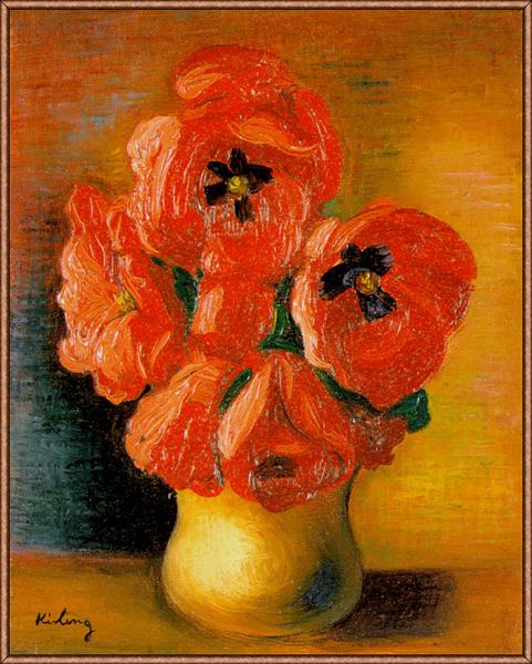 Bouquet of peonies - Moise Kisling