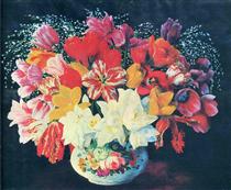 Grand bouquet of tulips - Moise Kisling
