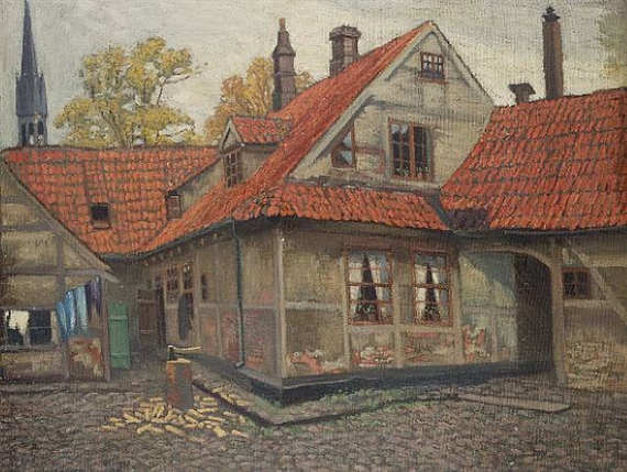 Bruges courtyard, 1910 - Мстислав Добужинский