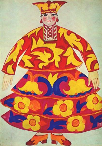 Russian woman's costume from Le coq d'or, 1914 - Natalia Goncharova