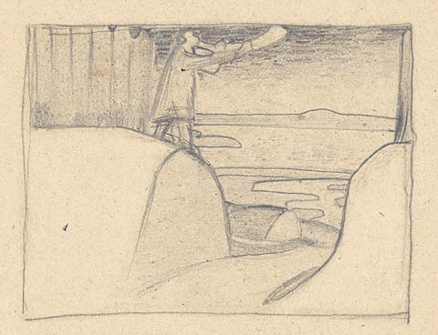 Sketch of man with buggle, c.1902 - Nicholas Roerich