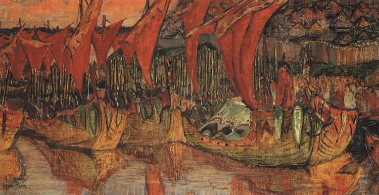 Vladimir campaign to Korsun (Red Sails), 1900 - Николай  Рерих