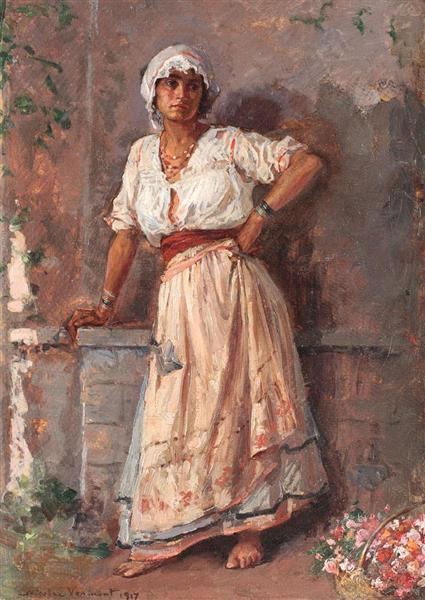 Flower Girl, 1917 - Nicolae Vermont