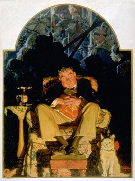 Asleep with Book, 1929 - Норман Роквелл