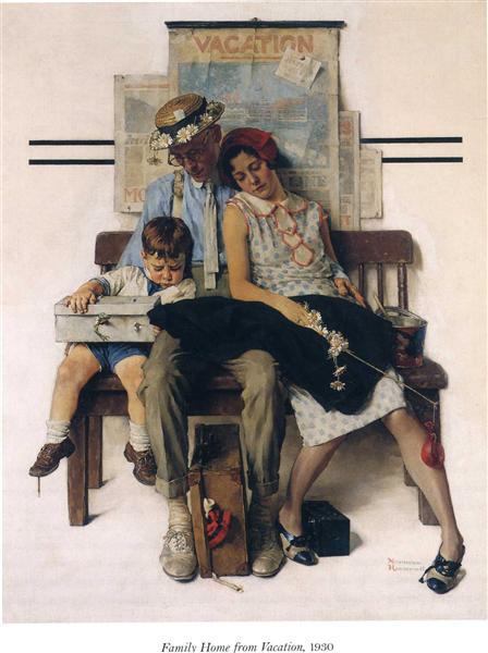Family home from Vacation, 1930 - Norman Rockwell