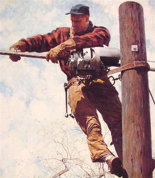 The Lineman, 1949 - Norman Rockwell