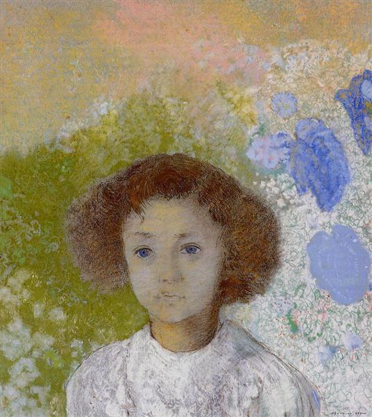 Portrait of Genevieve de Gonet as a Child, 1907 - 奥迪隆·雷东