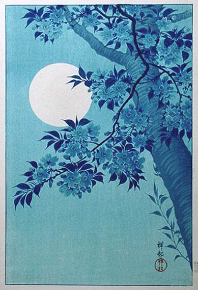 Cherry on a Moonlit Night, 1932 - 小原古邨