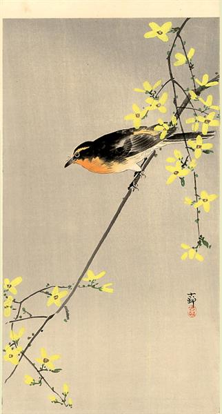 Orange-Breasted Bird - Ohara Koson