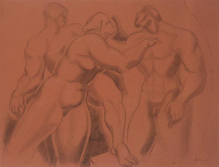 Group of Nude Figures, 1920 - Oleksandr Arjípenko
