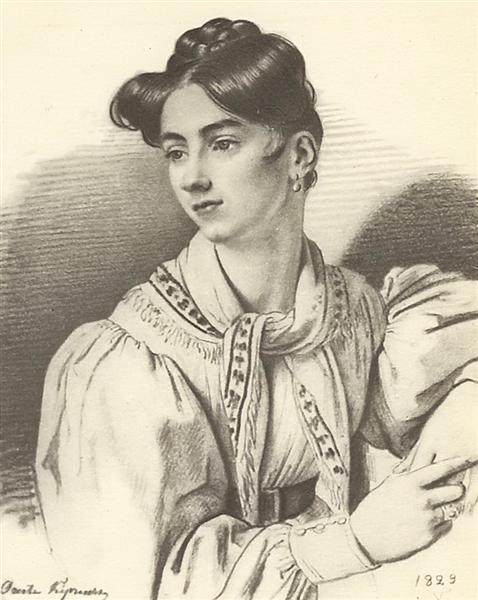 Portrait of an unknown woman with a kerchief on her neck, 1829 - Orest Adamowitsch Kiprenski