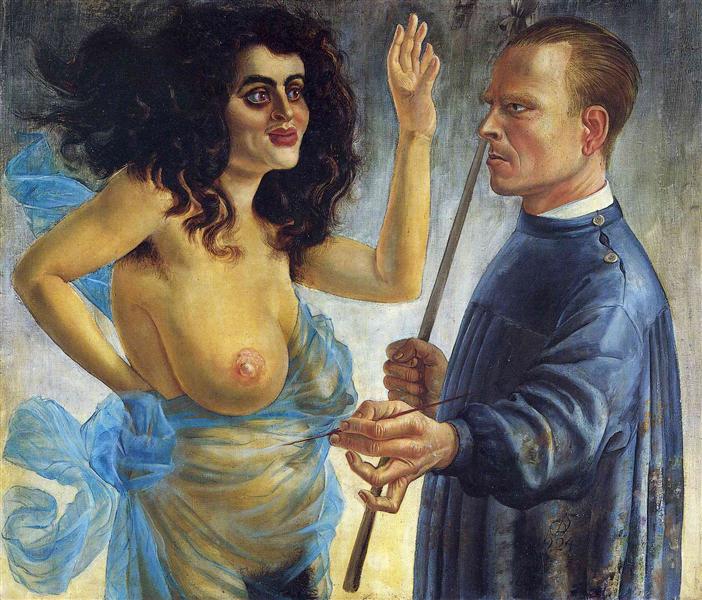 Self-Portrait with Muse - Otto Dix