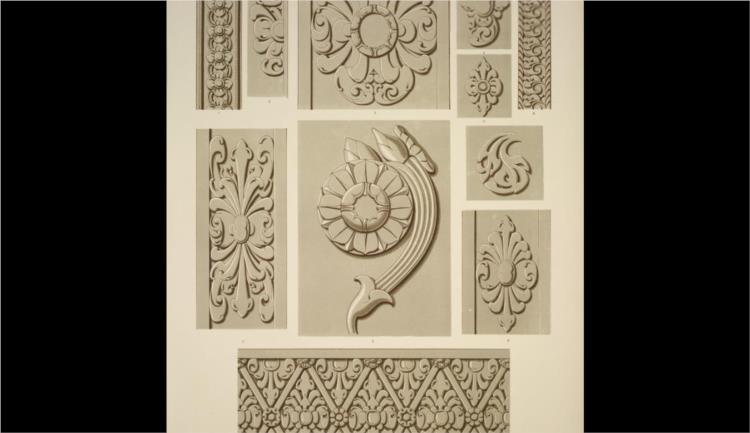 Hindoo Ornament no. 1. Ornaments from a statue at the Asiatic's Society House - 歐文·瓊斯
